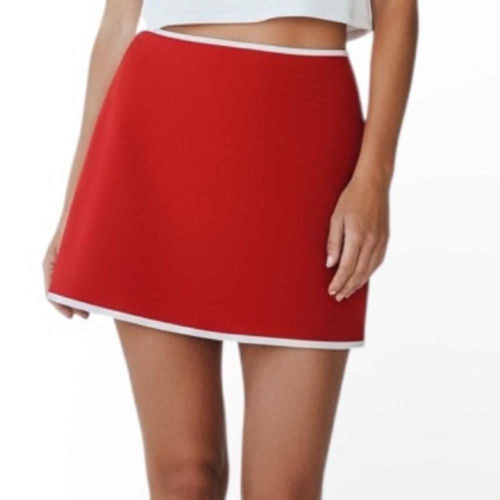 WeWoreWhat Sporty Red Tube Skirt XS NWT Contrast Trim Sculpted Stretch Macro Min